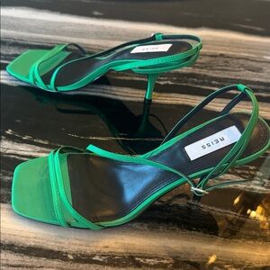 Reiss Green Strappy Sandals Heels, NWT, Size EU39 US9